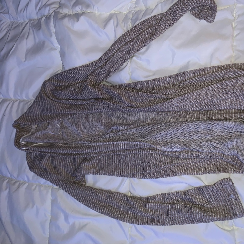 long striped knit cardigan